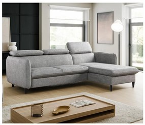 Colțar extensibil NISA, în formă de L, cu spațiu de depozitare, gri, pe partea dreaptă