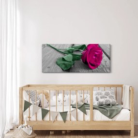 Tablou - Trandafir roz cu tulpina verde (120x50 cm)