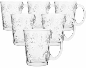 Set de 6 căni de sticlă Altom Snowflakes 300 ml