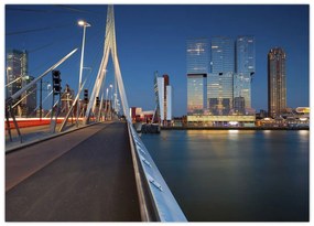 Tablou pe sticlă - Amurg în Rotterdam, Olanda (70x50 cm)