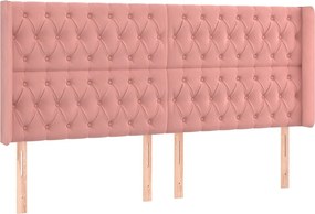 vidaXL Tăblie de pat cu aripioare, roz, 183x16x118/128 cm, catifea
