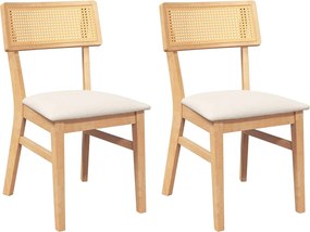 vidaXL Scaune de sufragerie cu perne 2 buc din cauciuc din lemn masiv