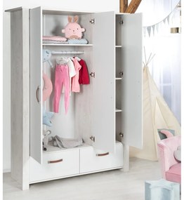 Șifonier pentru copii gri deschis 136x190 cm Mila – Roba