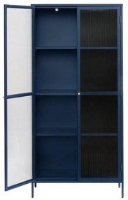 Vitrină albastru-închis din metal 90x190 cm Bronco – Unique Furniture