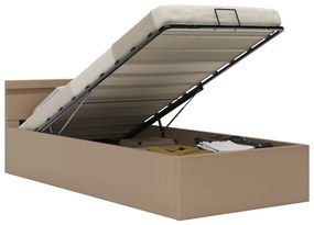 285559 vidaXL Cadru pat hidraulic LED cappuccino 100x200 cm piele ecologică