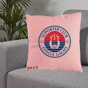 Perna Personalizata Otelul Galati Suporter Club 1964, 40x40 cm, Roz, Husa Detasabila, Perna Inclusa, BEKZ®