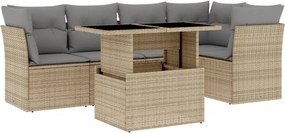 vidaXL Set canapele de grădină cu perne, 6 piese, bej, poliratan