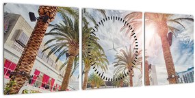 Tablou - palmier cu bazin (cu ceas) (90x30 cm)
