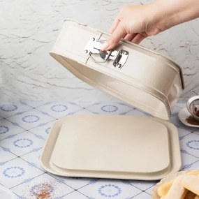 Tavă de copt Kinghoff KH 1977, 27.5x27.5x8 cm, Fund detașabil, Finisaj marmură, Bej