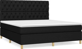 vidaXL Pat box spring cu saltea, negru, 160x200 cm, textil