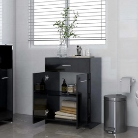 Dulap de baie, negru extralucios, 60 x 33 x 80 cm, PAL negru foarte lucios, 1