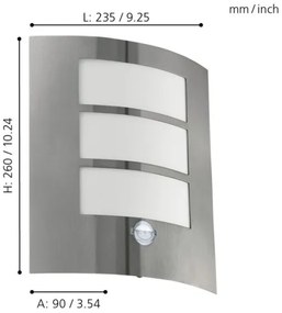 EGLO 88142 - Corp de iluminat perete exterior cu senzor CITY 1xE27/15W