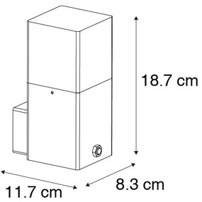 Lampă de perete exterioară neagră IP44 cu senzor crepuscular - Denmark