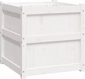 vidaXL Jardinieră de grădină, alb, 60x60x60 cm, lemn masiv de pin