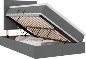 vidaXL Pat cu saltea și LED cu led Gri închis 120 x 200 cm Poliester