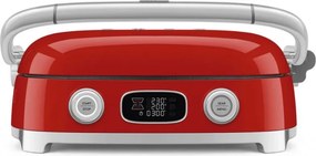 Grătar multifuncțional SMEG 50's Style MGF01RDEU, 2100 W, 60-230 °C, 3 programe, acoperire ceramică, tavă de scurgere, semnal sonor, cronometru, roșu