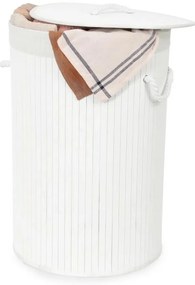 Compactor Coș pentru rufe murdare Bamboo rotund, alb