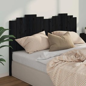 Tablie de pat, negru, 186x4x110 cm, lemn masiv de pin 1, Negru, 186 x 4 x 110 cm