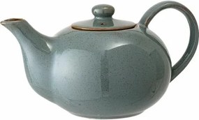 Ceainic din ceramică verde cu finisaj artizanal și margine maro, fără strecurătoare, 14x12 cm, "Pixie"