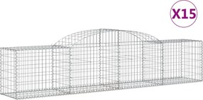 vidaXL Coșuri gabion arcuite 15 buc, 300x50x60/80 cm, fier galvanizat