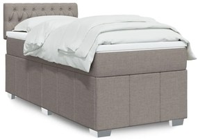 vidaXL Pat box spring cu saltea, gri taupe, 100x200 cm, textil