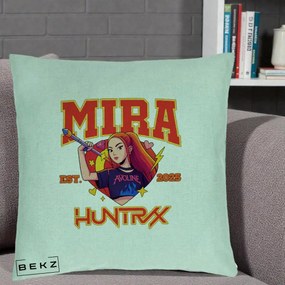Perna Personalizata K-pop HUNTRX Mira Personaj Avoline, 40x40 cm, Verde Menta, Husa Detasabila, Perna Inclusa, BEKZ®