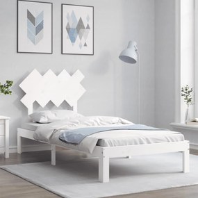 vidaXL Cadru de pat fără saltea, alb, 90x200 cm, lemn masiv pin