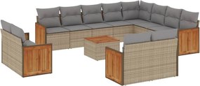 vidaXL Set canapele de grădină, 13 piese, cu perne, bej, poliratan
