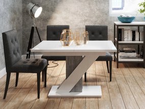 Masă modernă Exalior (Alb lucios + beton). Promo -16%. 1054136