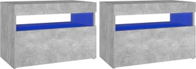 vidaXL Noptieră cu lumini LED, 2 buc., gri beton, 60x35x40 cm