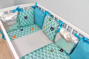 Baby Nellys pat bara de protectie cu o Strălucire așternut - pădure turcoaz 120x90