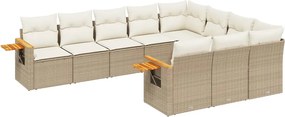 vidaXL Set canapele de grădină cu perne, 10 piese, bej, poliratan