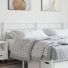 355743 vidaXL Tăblie de pat metalică, alb, 160 cm