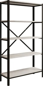 Raft metalic pentru carti, 80x146.8x30 cm, Rene, ADRK Furniture (Culoare: Negru / Alb Mat)