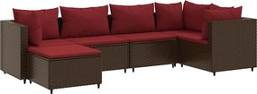 vidaXL Set mobilier de grădină cu perne, 6 piese, maro, poliratan