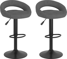 vidaXL Scaune de bar, 2 buc., gri închis, catifea