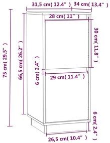 Servanta, alb, 31,5x34x75 cm, lemn masiv de pin 1, Alb