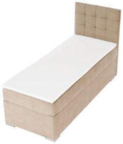 Pat boxspring, pat de o persoană, maro deschis, 90x200, dreapta, DANY