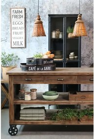 Set 2 tavi din metal cu patina vintage, "Cafe de la Gare"