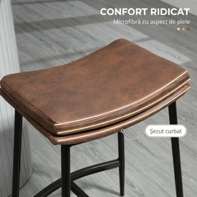 HOMCOM Set 2 Scaune de Bar în Stil Industrial, din Piele Ecologică, 48.5x38.5x68.5 cm, Negru și Maro | Aosom Romania