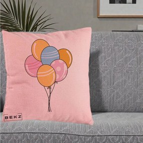 Perna Decorativa Baloane Petrecere, 40x40 cm, Roz, Husa Detasabila, Perna Inclusa, BEKZ®