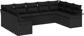 vidaXL Set de canapele pentru grădină 9 pcs Negru poliratan