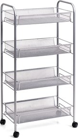 Organizator universal, suport cu roți, plasă de oțel, depozitare pe 4 niveluri, ZELLER