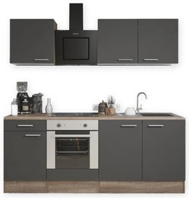 Mobilă de bucătărie Yorki 210, corp din stejar Yorki, față antracit satinat cu element inferior al cuptorului