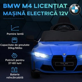 AIYAPLAY Mașinuță Electrică BMW M4 pentru Copii, Albastră | Aosom Romania