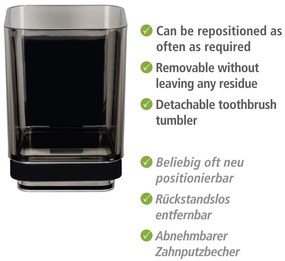 Suport pentru periuța de dinți negru autoadeziv din plastic Quadro – Wenko