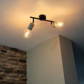 Spotlight industrial negru cu beton 2 lumini - Pedra