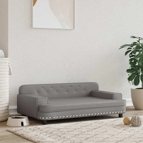 vidaXL Pat de câini, gri, 90x53x30 cm, piele ecologică