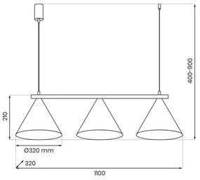 Lustră pe cablu CAPITAL 3xGX53/15W/230V albastră