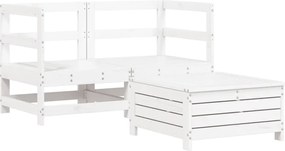 vidaXL Set canapea de grădină, 3 piese, alb, lemn masiv de pin